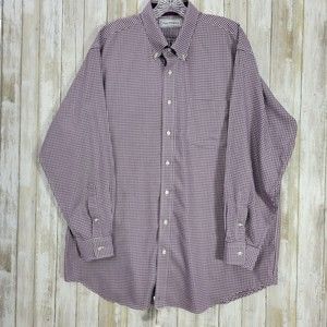 Paul Fredrick Button Up Shirt Long Sleeves Purple striped Sz 17.5